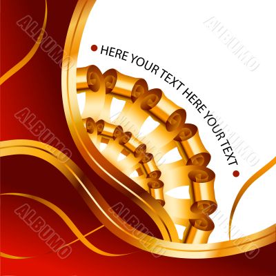 Background with gold ribbons and bow Background with gold ribbons and bow