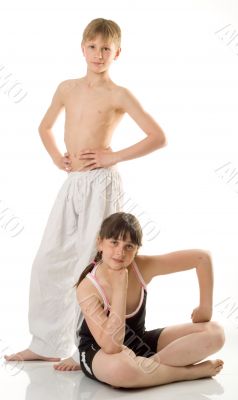 The boy and girl at sport The boy and girl at sport