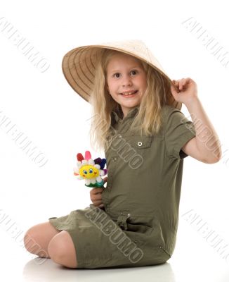 The girl with a flowers The girl with a flowers