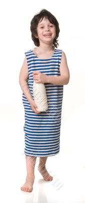 The boy with a bottle of milk The boy with a bottle of milk