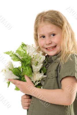 The girl with a flowers The girl with a flowers