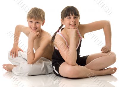 The boy and girl at sport