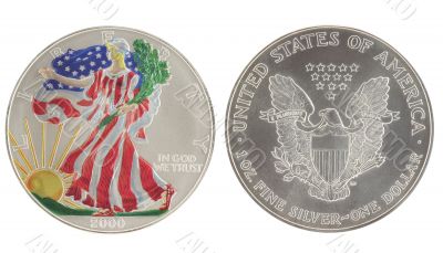 Painted Walking Liberty Silver Dollar