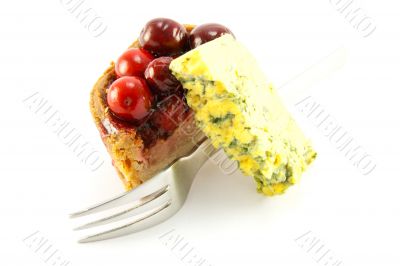 Slice of Pork Pie with Blue Cheese and Fork
