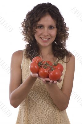 Woman with tomato.
