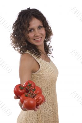 Woman with  tomato