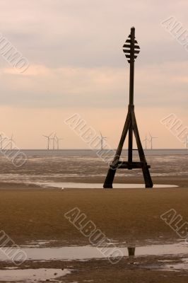 Wooden structure on Crosby Beach