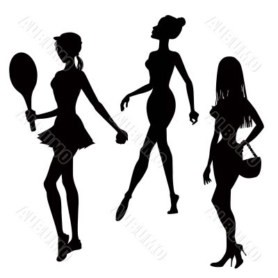 three women silhouettes