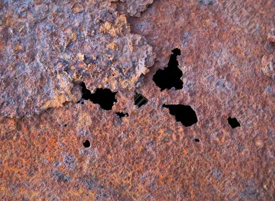 Steel rotten sheet with through corrosion Steel rotten sheet with through corrosion