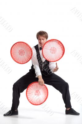 Performer show his juggler ability