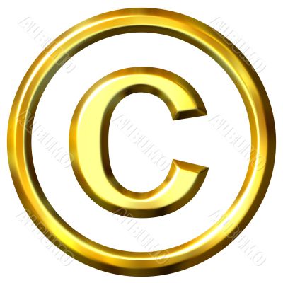 3D Golden Copyright Symbol