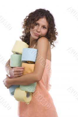 Woman with toilet paper