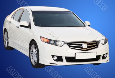 White modern car isolated