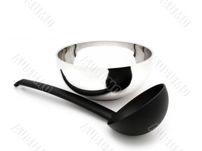 soup ladle near the bowl