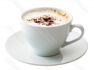 White mug of coffee isolated