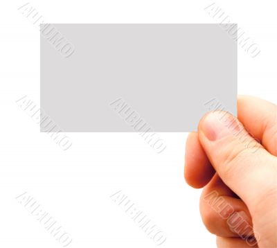 Hand holding a business card