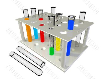 Test tubes with chemical reactants Test tubes with chemical reactants