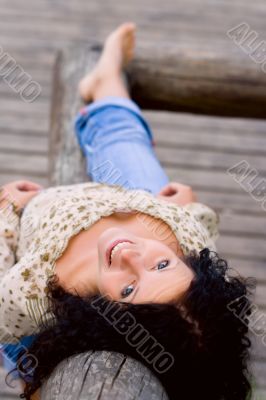 outdoor portrait of beautiful brunet