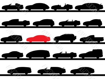 silhouettes of cars