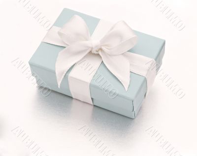 Blue Present with White Ribbon