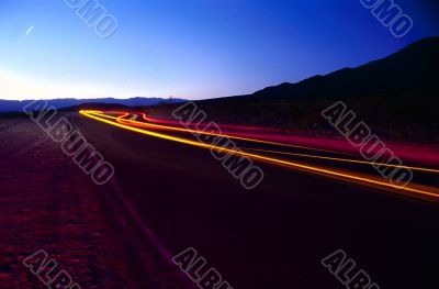 busy road at dusk and night exposure