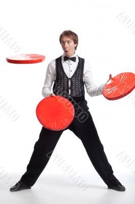 Performer show his juggler ability