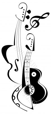 Musical instruments tattoo