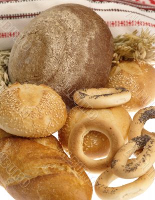 Delicious bread on white background