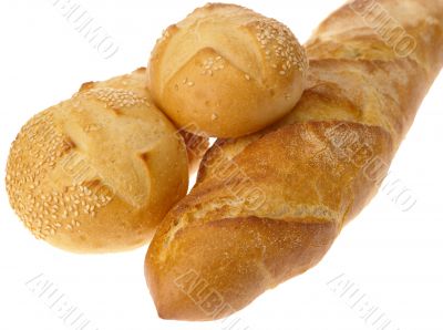 Baguette Bread on white background