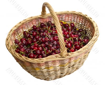 Magic basket with cherry. Isolated on white with clipping path Magic basket with cherry. Isolated on white with clipping path
