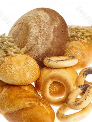 Delicious bread on white background