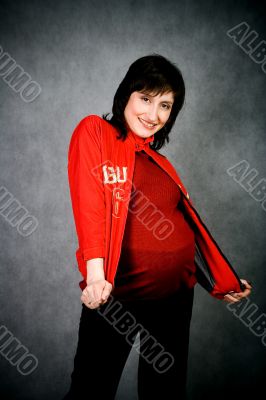 Pretty pregnant in red