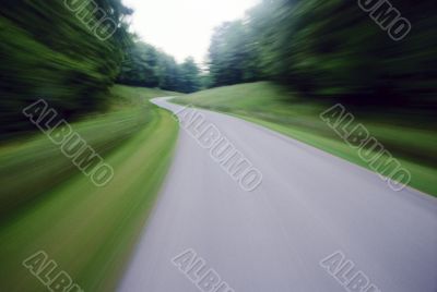 Blurred Road Through Saratoga Springs