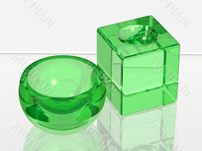 Two glass objects for spa