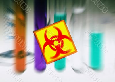 Test Tubes and Biohazard Symbol
