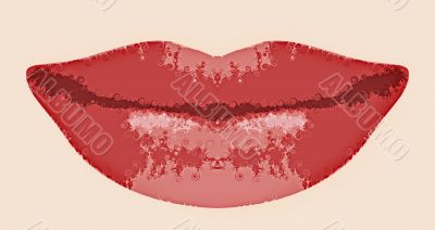 Red lips, with a pattern frizz