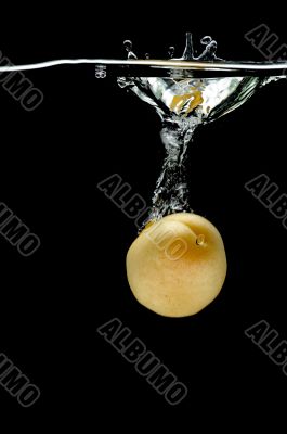 Apricot in water macro Apricot in water macro