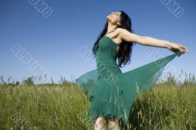 woman in green dress