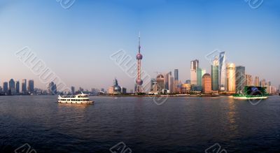 shanghai pudong finacial district panoramic view