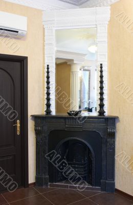 Interior about a fireplace