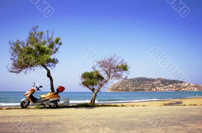 Alanya peninsula view from beach