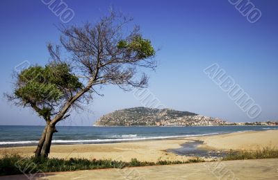 Alanya peninsula view from beach