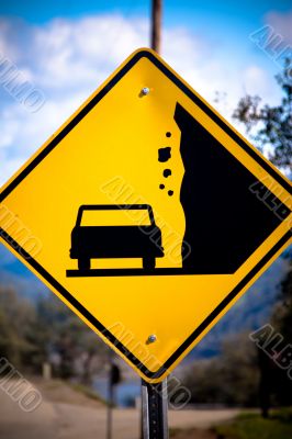 Falling rock street sign