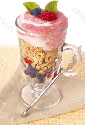 Healthy breakfast with muesli and yoghurt Healthy breakfast with muesli and yoghurt