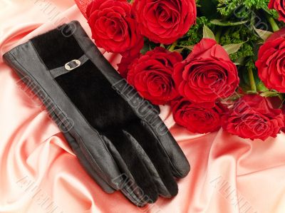 Red roses and gloves