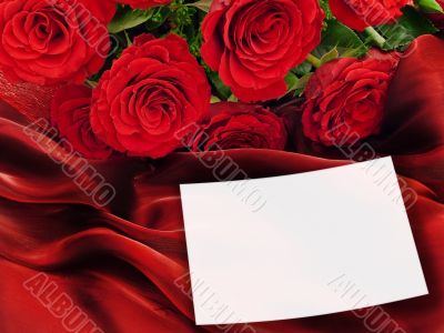 roses with greeting card