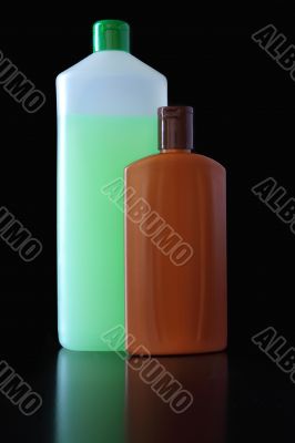 Generic cosmetic bottles isolated on white background