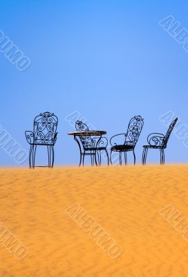 romantic place to sit on the Sahara desert