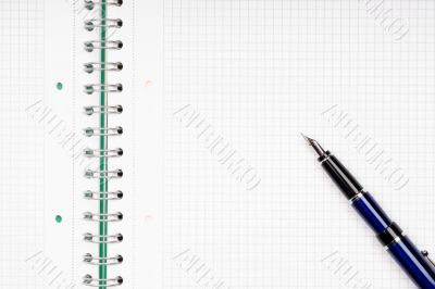 close up of notebook and pencil on white background with clipping path