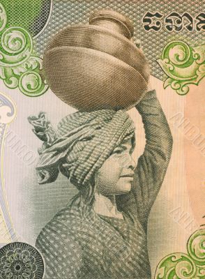 Girl with Vessel on Head from Cambodia